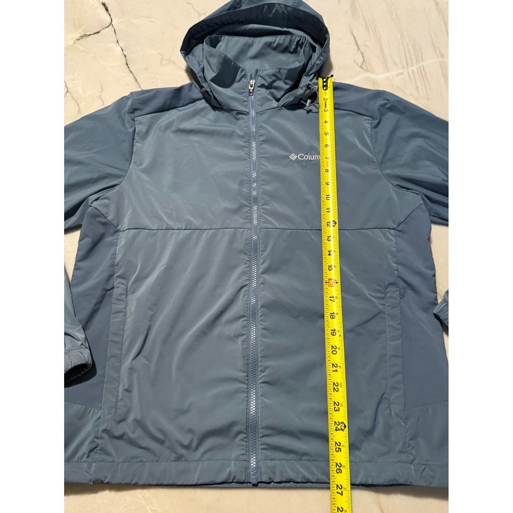 Columbia Mens Hooded Windbreaker Jacket Slate Blue Full Zip Lightweight M - Picture 5 of 12